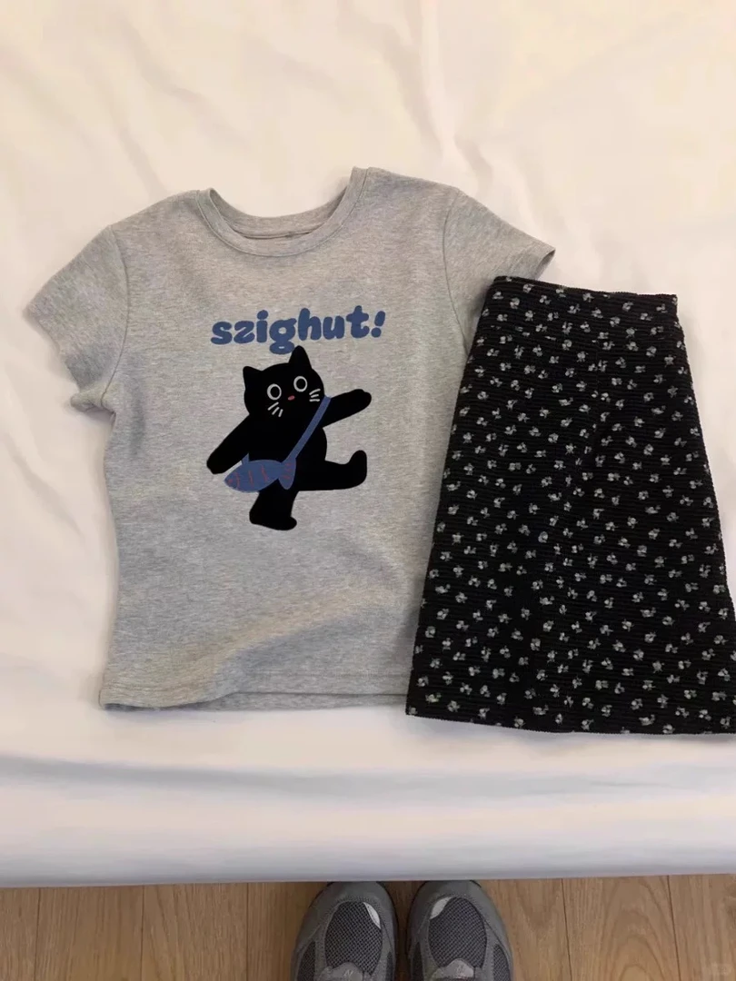 【可爱猫背鱼】~新款带胸垫短袖可外穿时尚家居服套装~7890