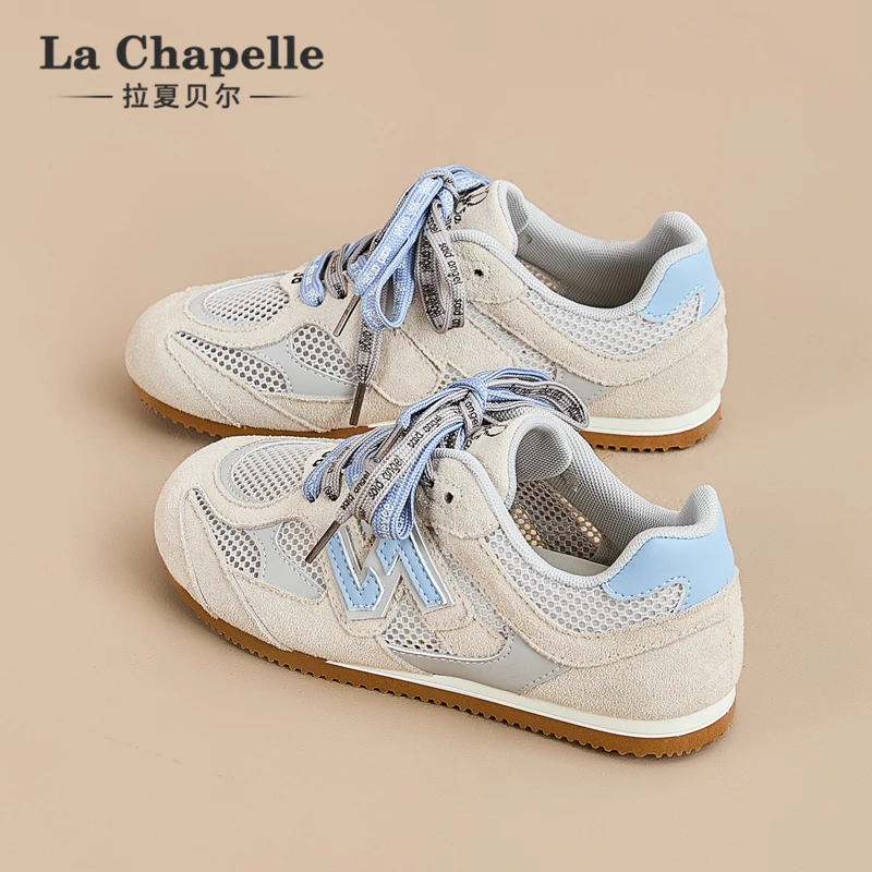 拉夏贝尔网面德训鞋透气2025冬季阿甘鞋百搭小众秋季增高薄底通勤