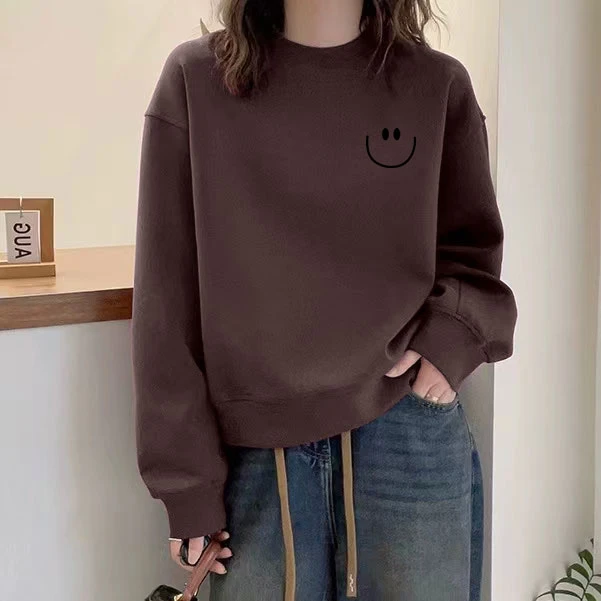 春秋纯棉新款帅气短款卫衣小个子时尚圆领韩版宽松百搭长袖上衣