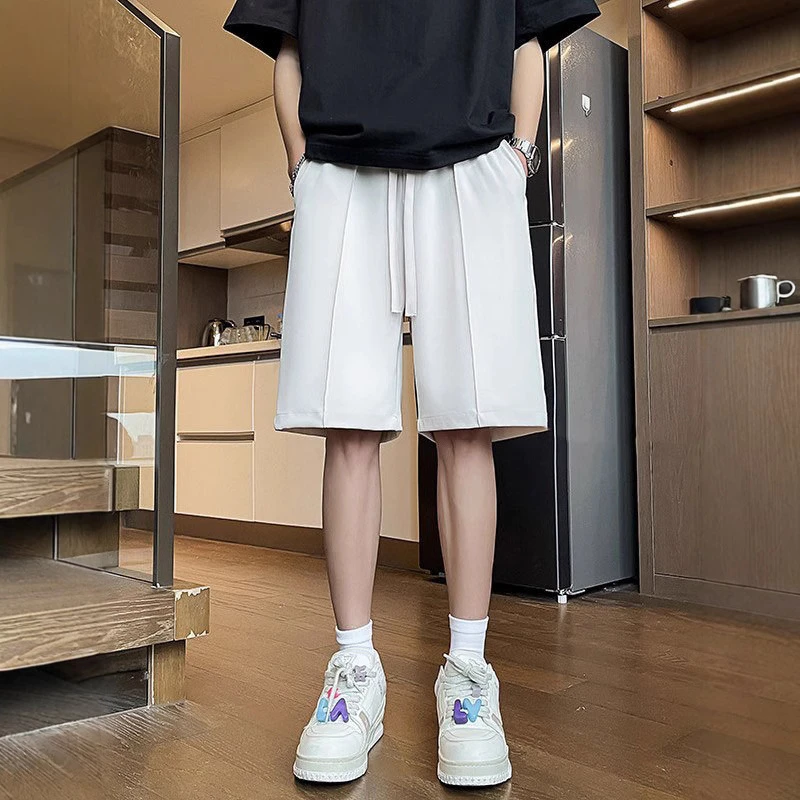 潮仑布男士休闲短裤夏季薄款小西裤宽松直筒裤子百搭运动短裤子男