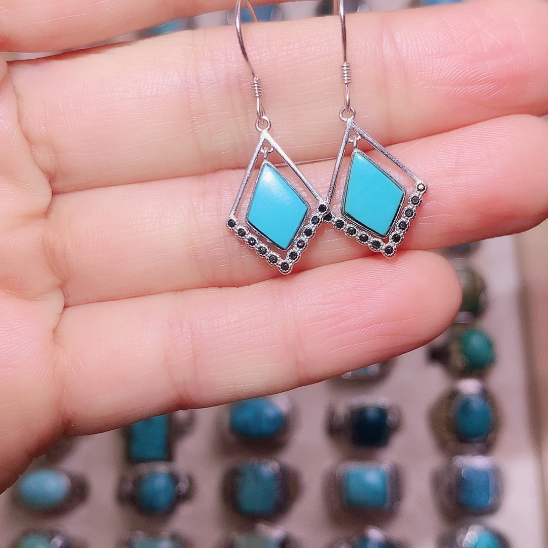 绿松石银S925镶嵌戒指