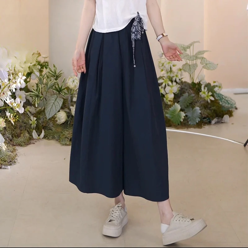 2026年夏季新款时尚百搭高腰纯色长裤女时尚百搭设计感休闲裤子