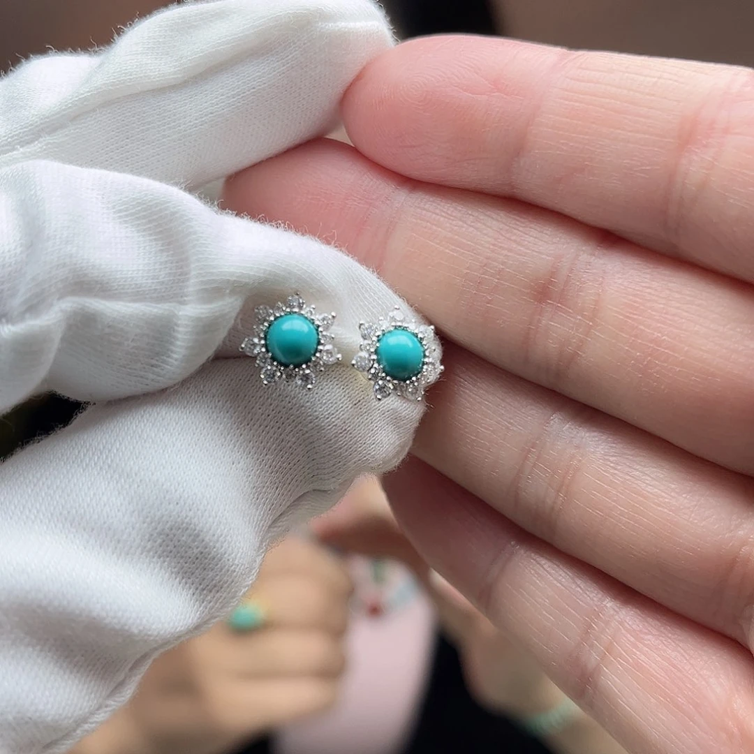 绿松石珠宝奇石银S925镶嵌