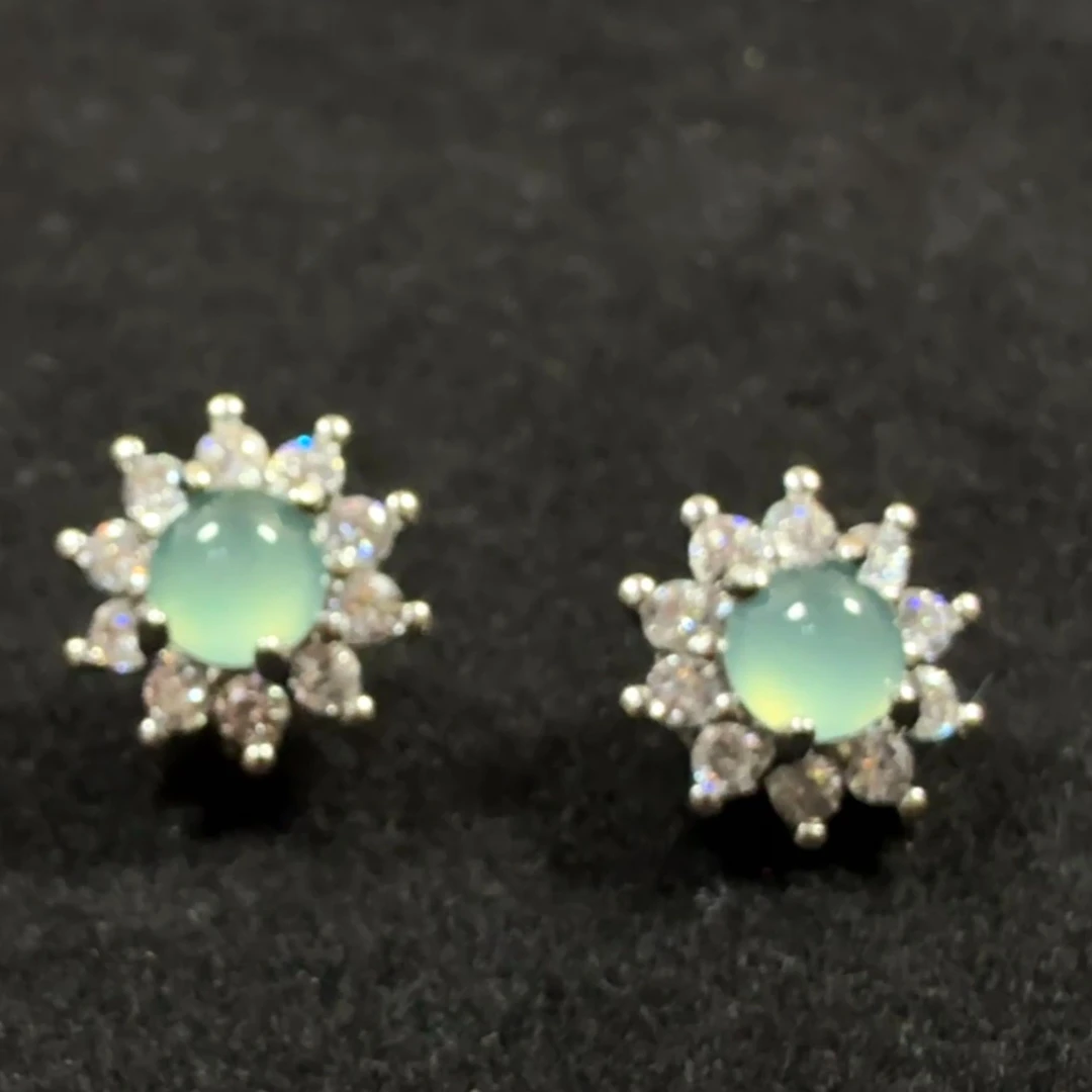 天然A货翡翠耳钉（一对）