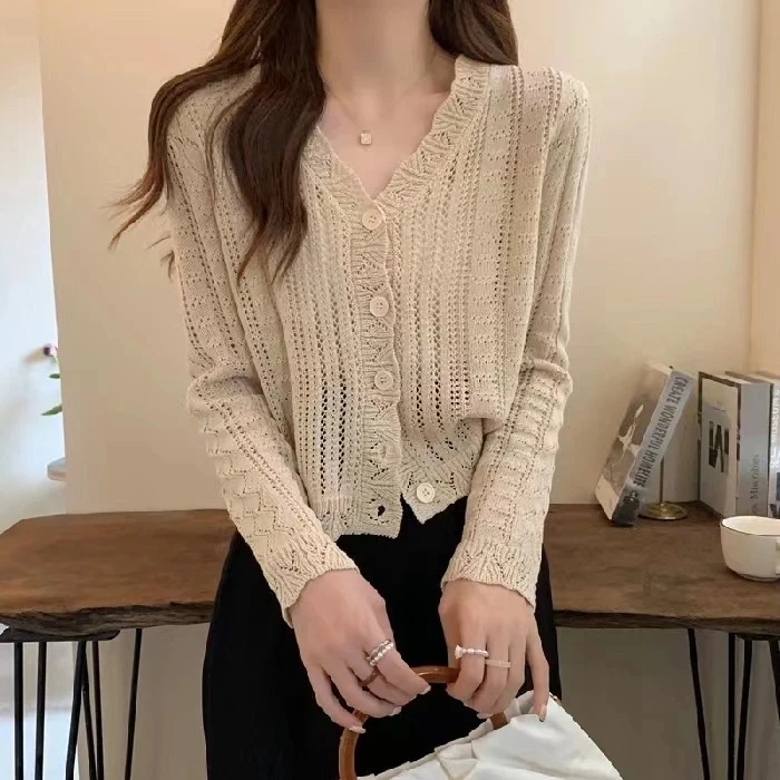 【No退No换】时尚薄款上衣百搭针织衫毛针织衫透气舒适竹节空调衫