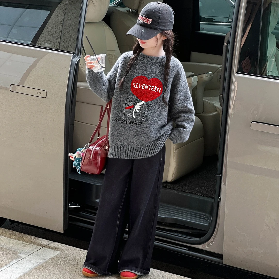 25MY034女童加厚毛衣秋冬款2025新款洋气上衣女孩大童冬季针织衫