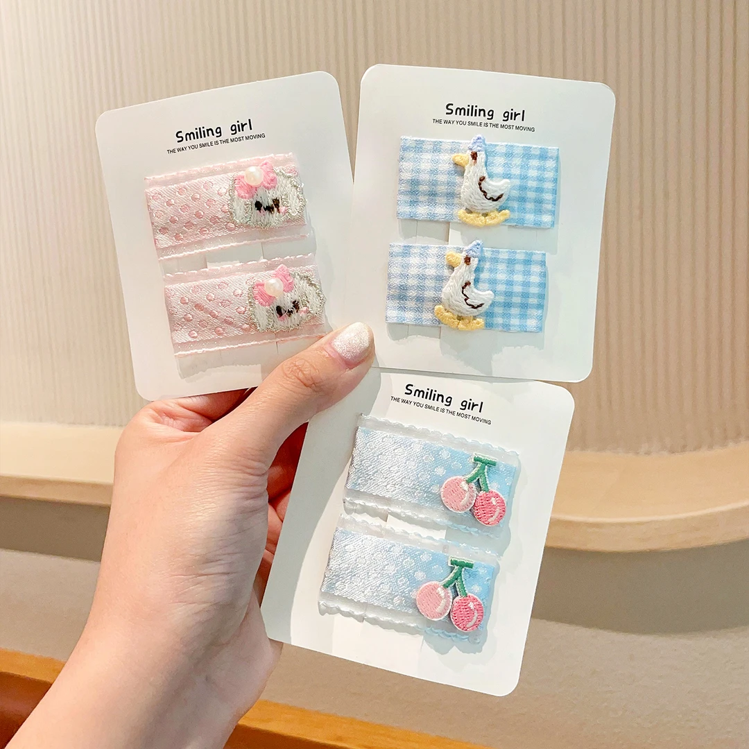 夏季布艺格纹发夹女孩不伤发侧边夹女童刘海碎发bb夹发卡儿童发饰