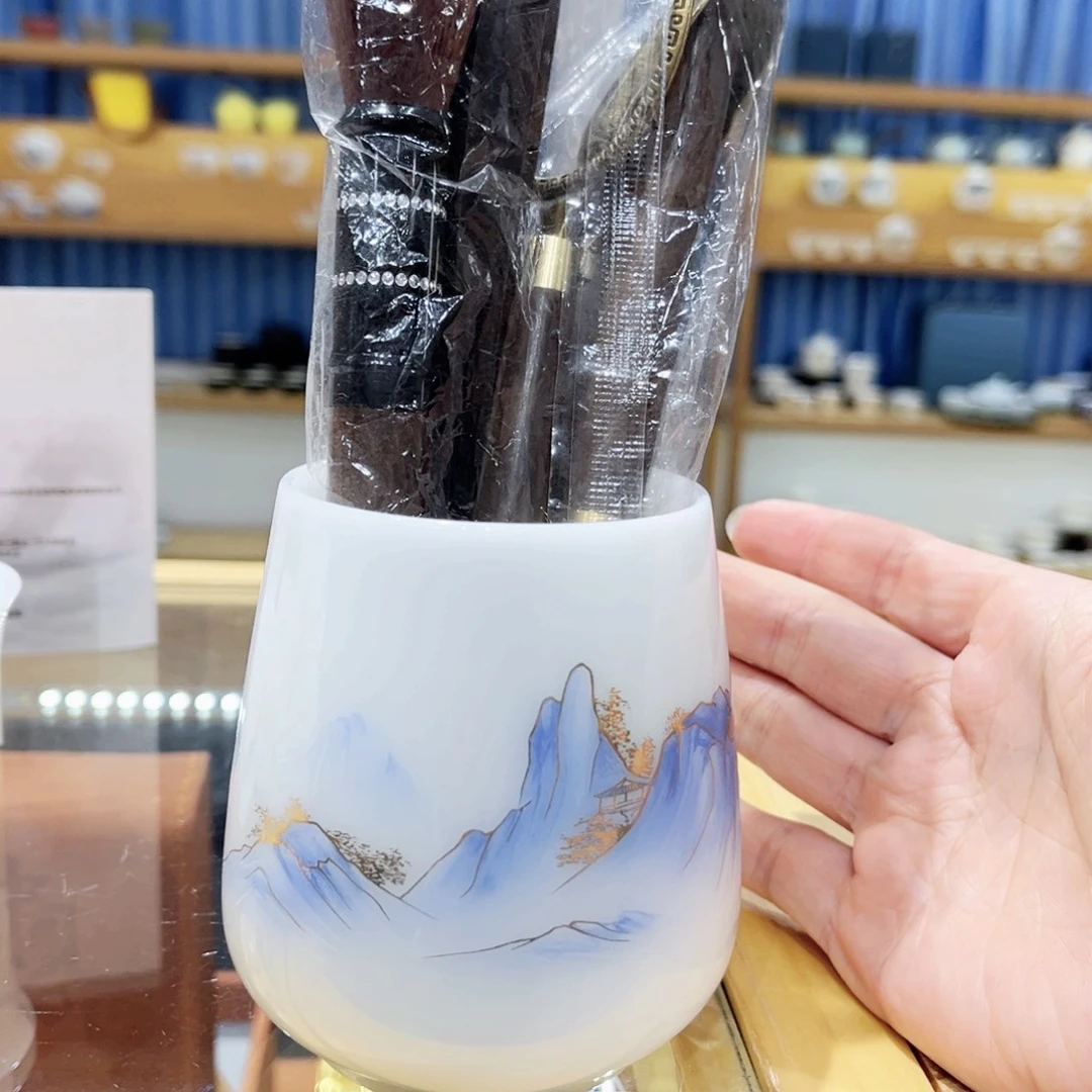 陶瓷冰种璞玉6君子万里河山款