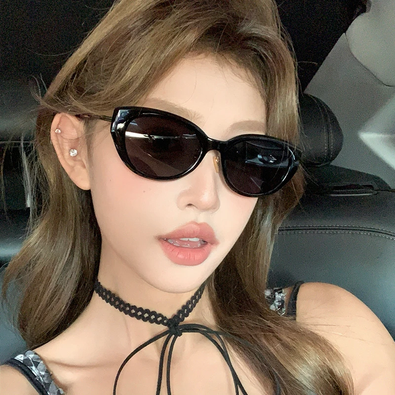 槑槑哒复古高级感猫眼墨镜适合方圆脸显瘦欧美风遮阳偏光太阳镜女