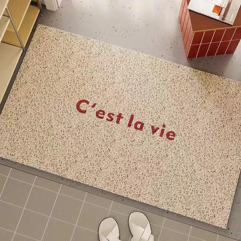 韩系纯色马卡龙丝圈入户地垫耐磨耐脏易打理pvc玄关门口地毯脚垫