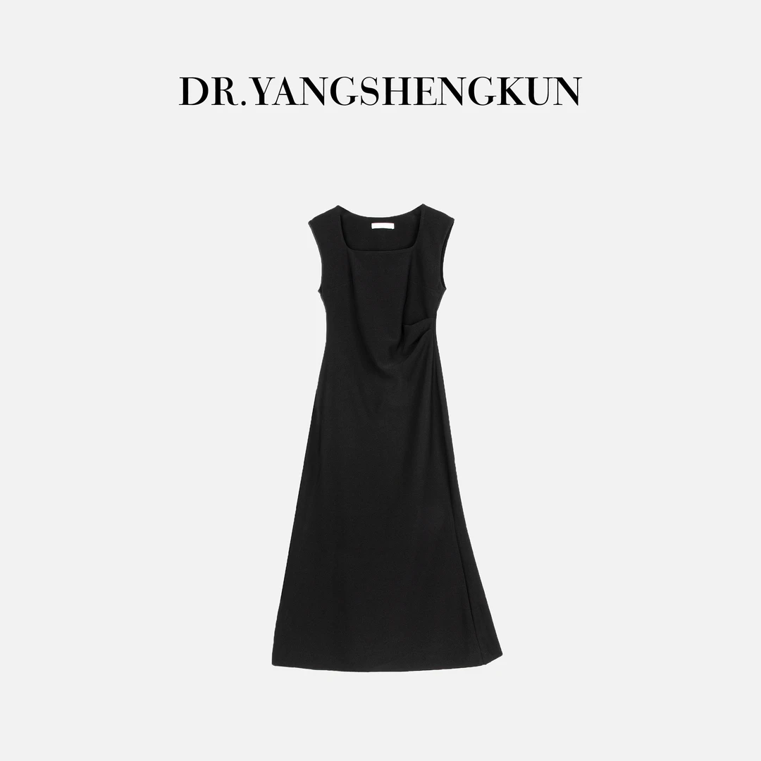 DR杨圣坤新款方领无袖显瘦休闲连衣裙【青山迷雾】DR2403-0448