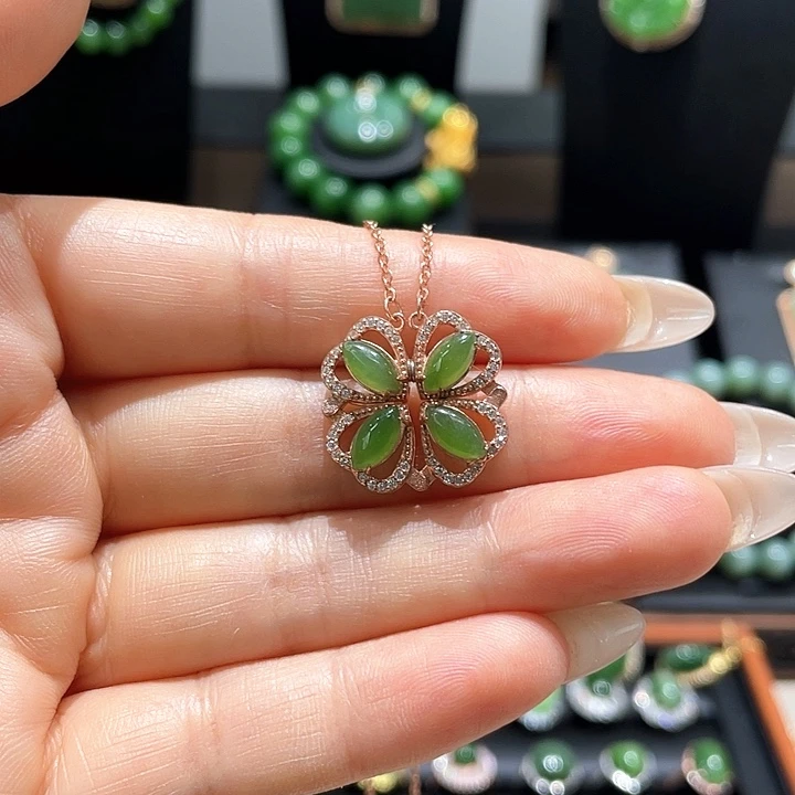 和田玉（碧玉）银S925镀金镶嵌戒指