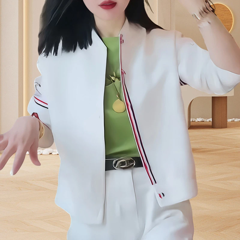 2025春秋款名媛小香风外套条纹设计感时尚短外套多巴胺夏季衣服
