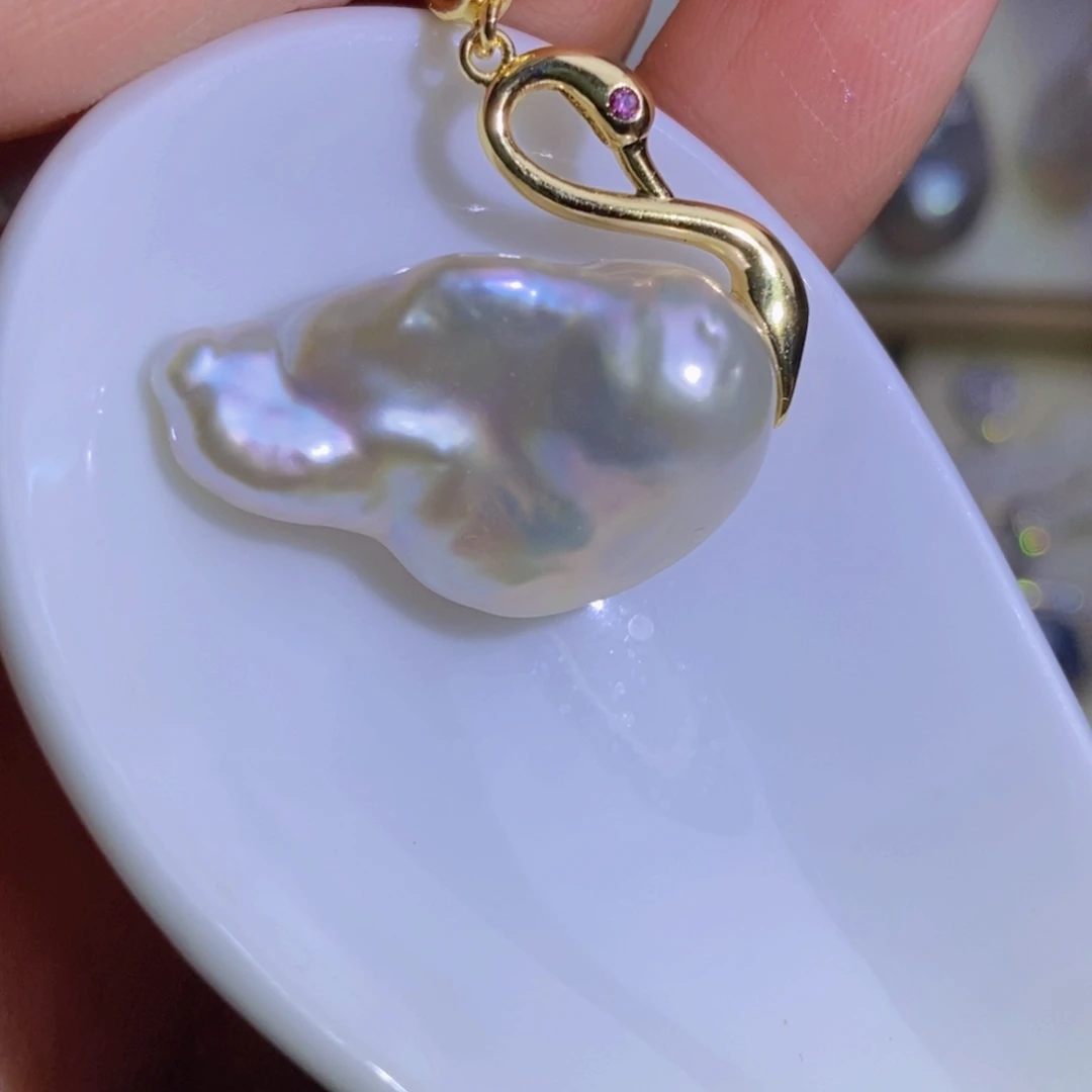 银S925镶嵌天然淡水珍珠淡水珍珠