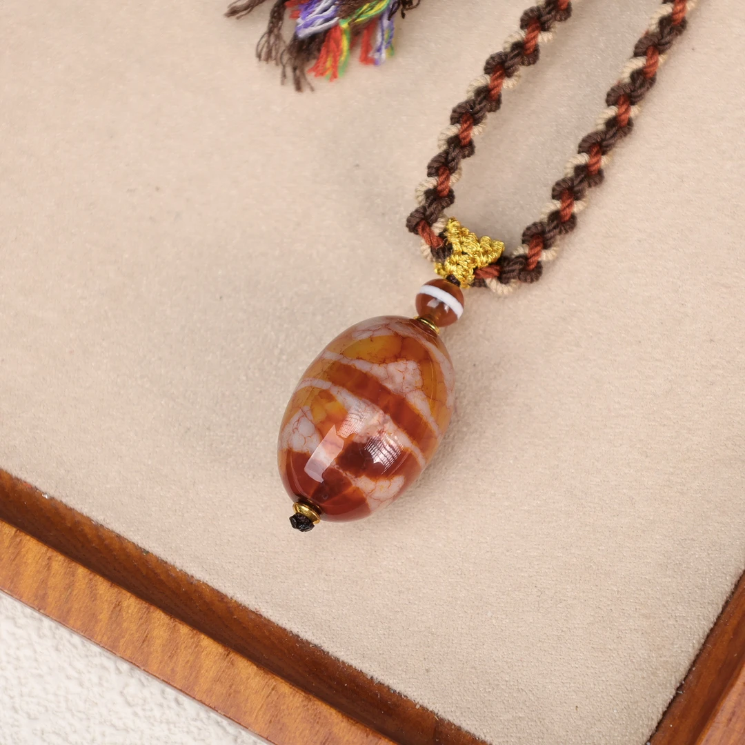 锌合金项链 合金项链LZ5153虎牙单颗大珠绳编项链