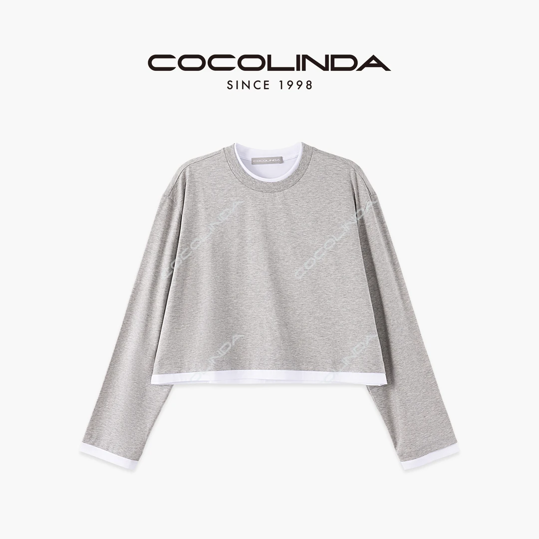 COCOLINDA  | 拉达风薄款棉质假两件长袖T恤T3465