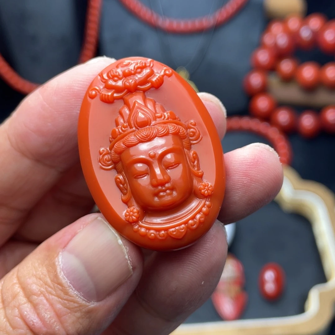 桃***e南红玛瑙未镶嵌吊坠