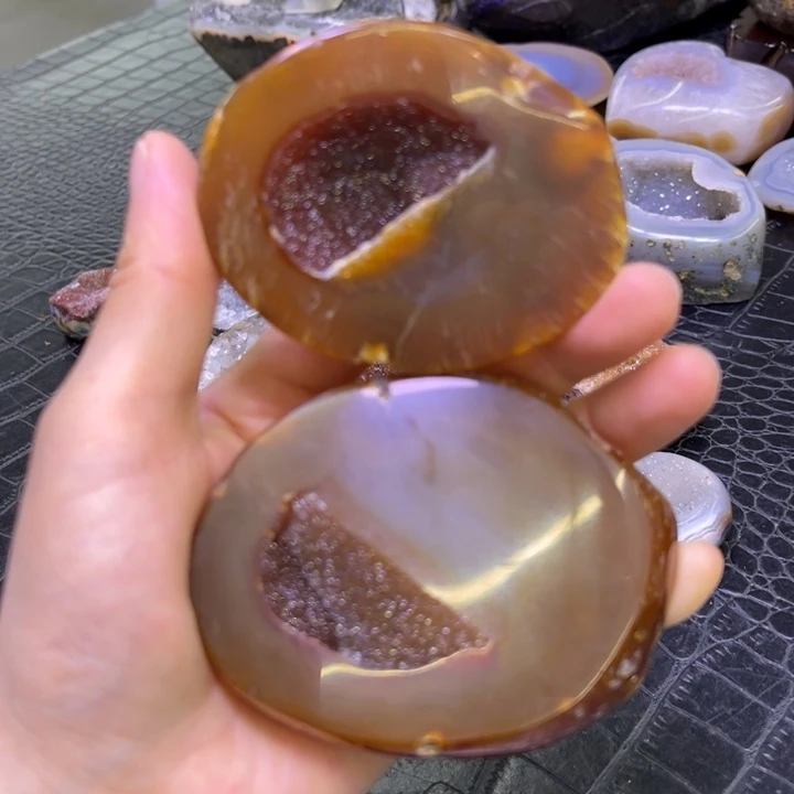 水晶珠宝半成品未镶嵌大漏红盆