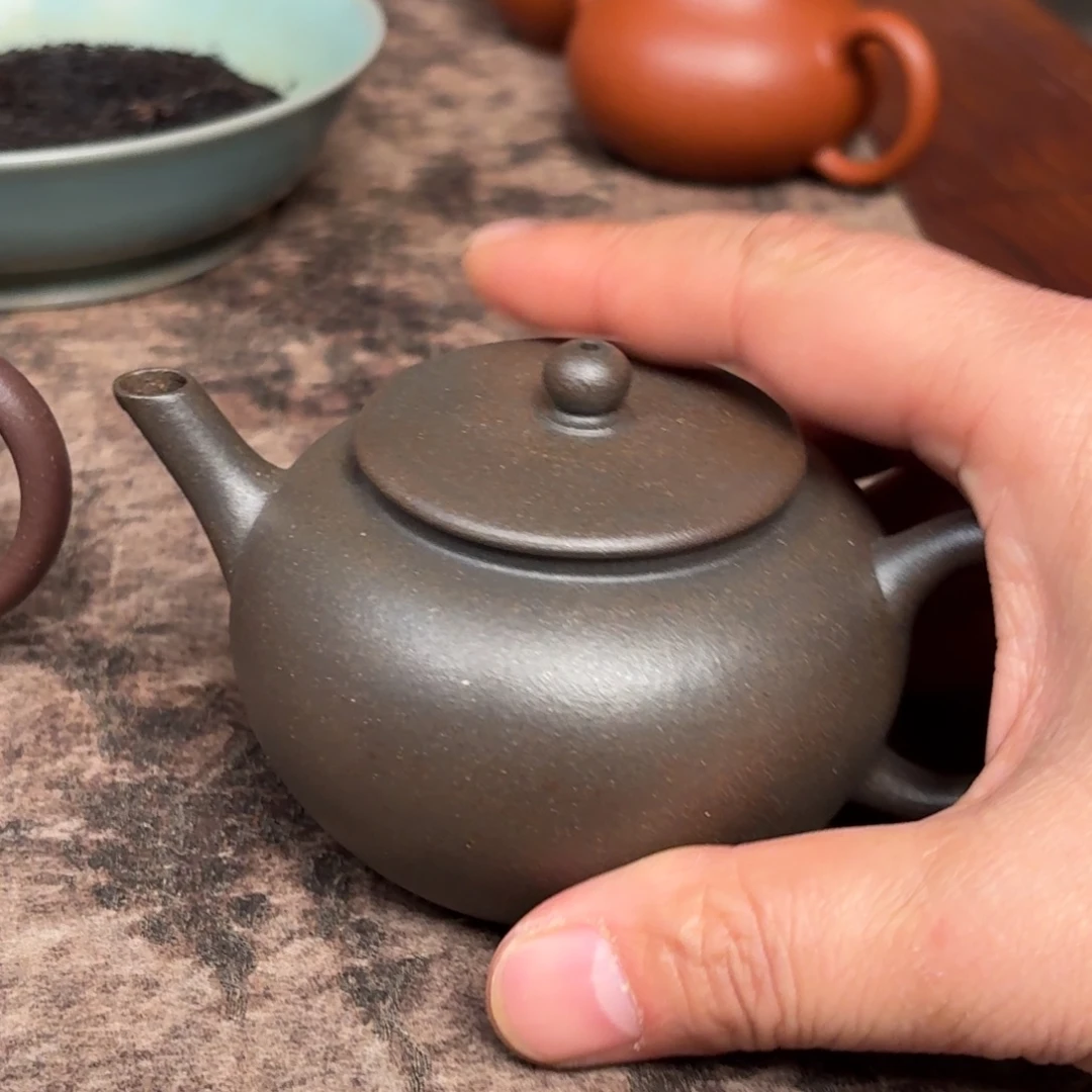 茶壶紫砂小品平盖壶柴烧