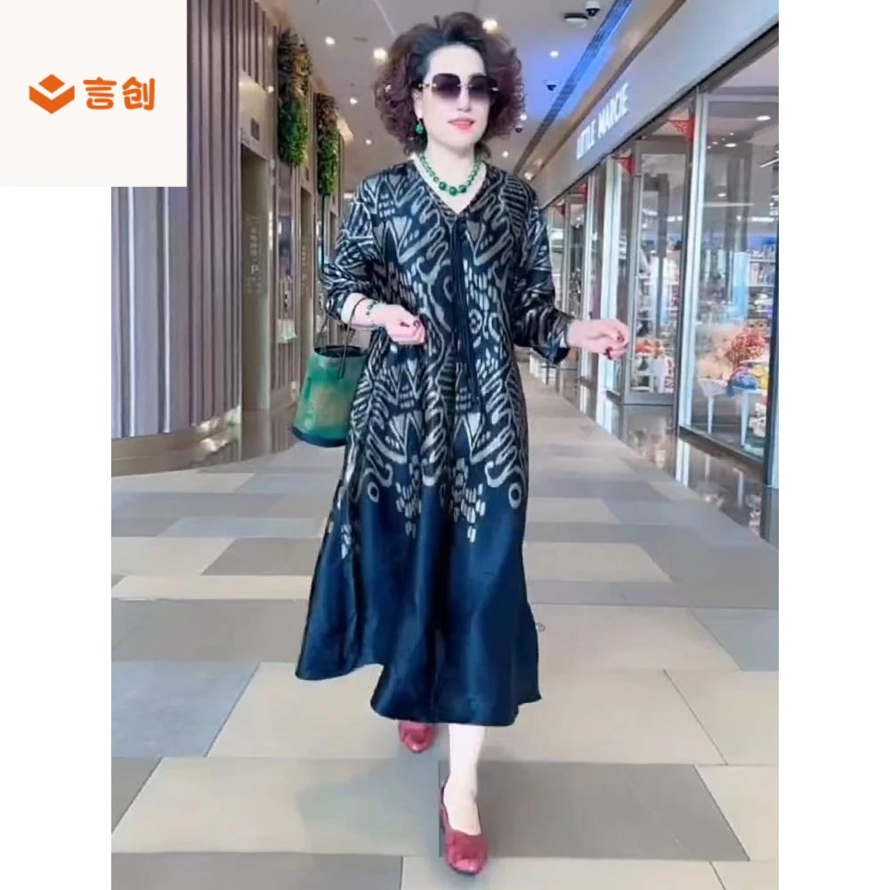 415短袖中年妈妈遮肚显瘦连衣裙阔太太加肥加大200斤减龄长裙子夏