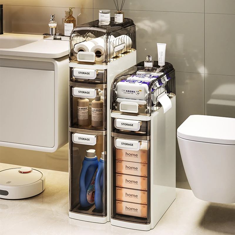 浴室窄缝收纳柜马桶侧边储物柜卫生间厕所夹缝收纳柜多功能置物架