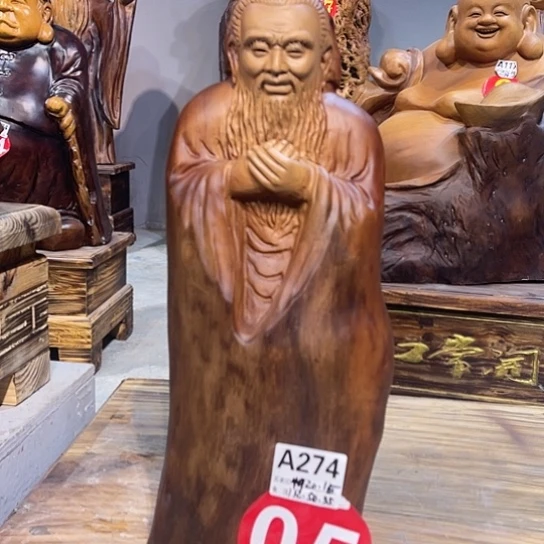 香樟木青***哥香樟木雕刻人物摆件