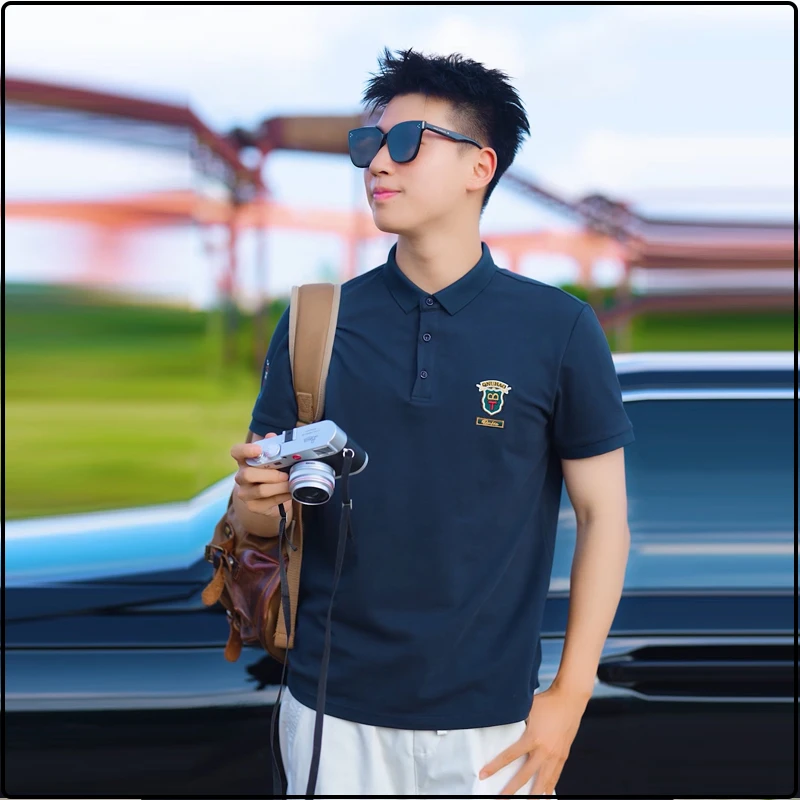 polo衫男款爆款2025新款痞帅男士商务短袖凉感刺绣收腰品质男装