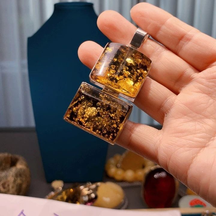 琥珀颈饰未镶嵌波兰设计款琥珀蜜蜡