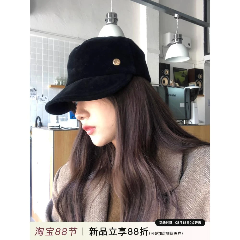 定制款~平顶报童帽女秋冬黑色英伦贝雷帽子复古礼帽马术帽