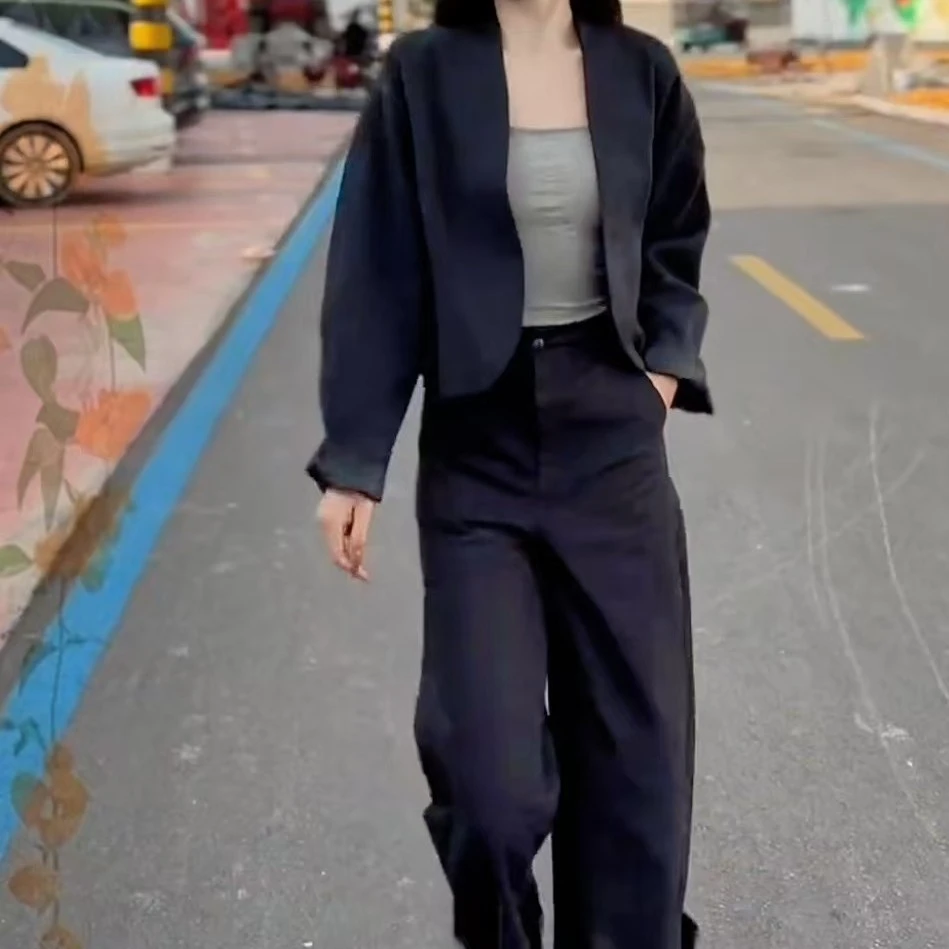 秋季新款时尚气质女士显瘦百搭外套阔腿裤女装