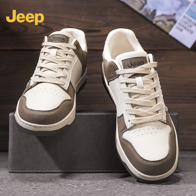 Jeep/吉普男鞋2025春季新款时尚百搭个性板鞋厚底耐磨休闲运动鞋