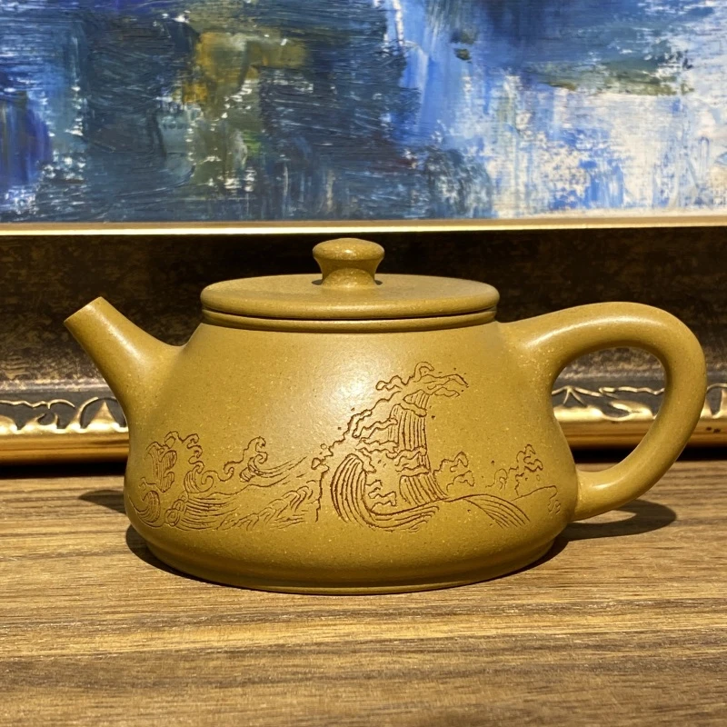 黄金段泥观沧海石瓢紫砂壶