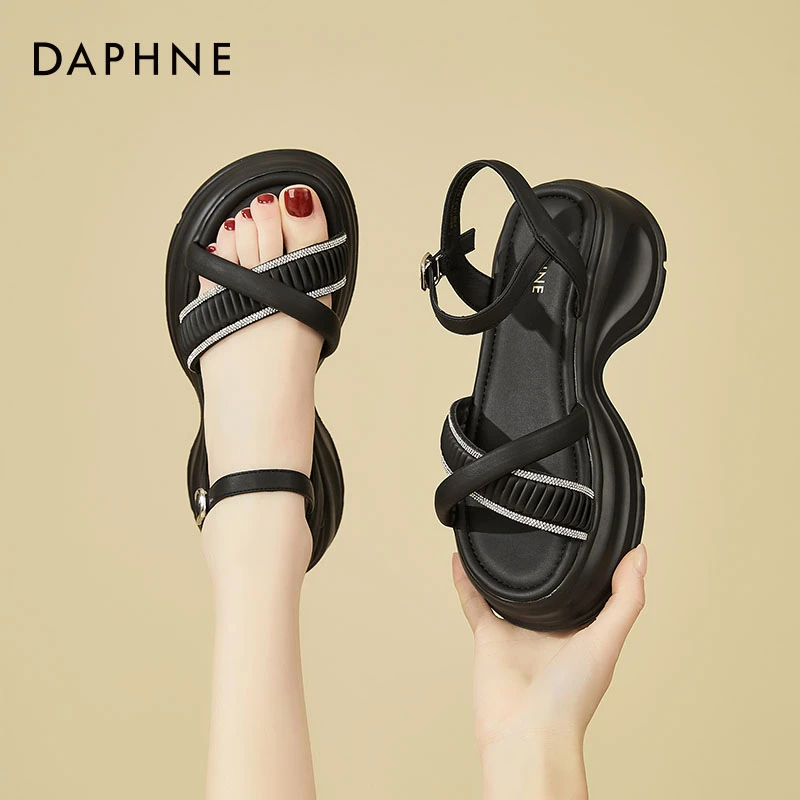 达芙妮厚底凉鞋女款2025新款爆款配百搭绝美一字带凉拖鞋夏季外穿
