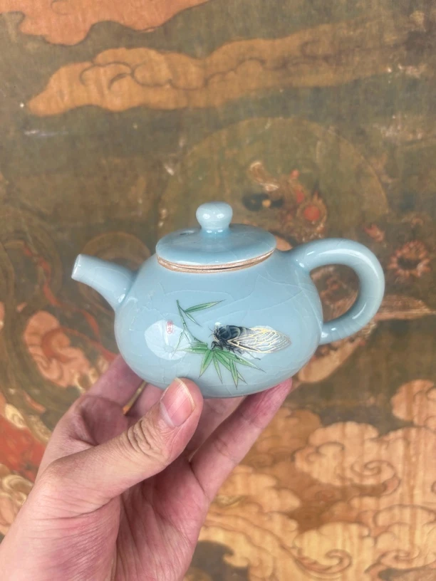 150cc香灰胎玛瑙入釉汝窑功夫茶壶