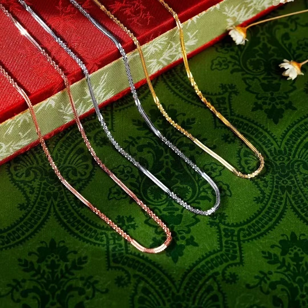 925银银制品 「戴琴珠宝」FR454-金色18寸菜花银链3019-020054