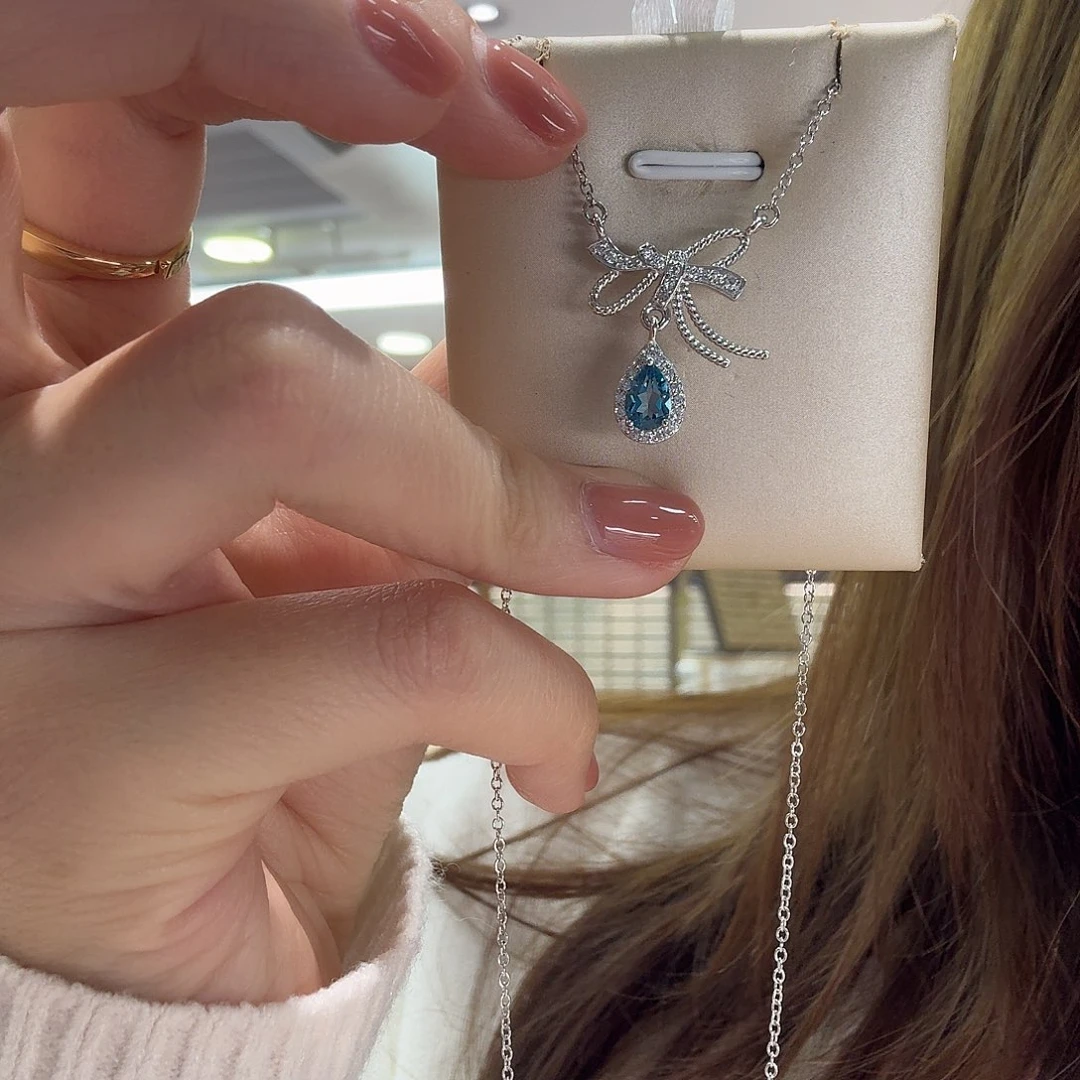 托帕石颈饰银S925镶嵌