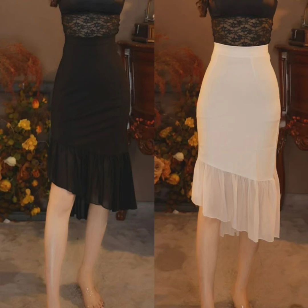 荷依097时尚拼接半身裙修身显瘦包臀一步裙大摆燕尾裙