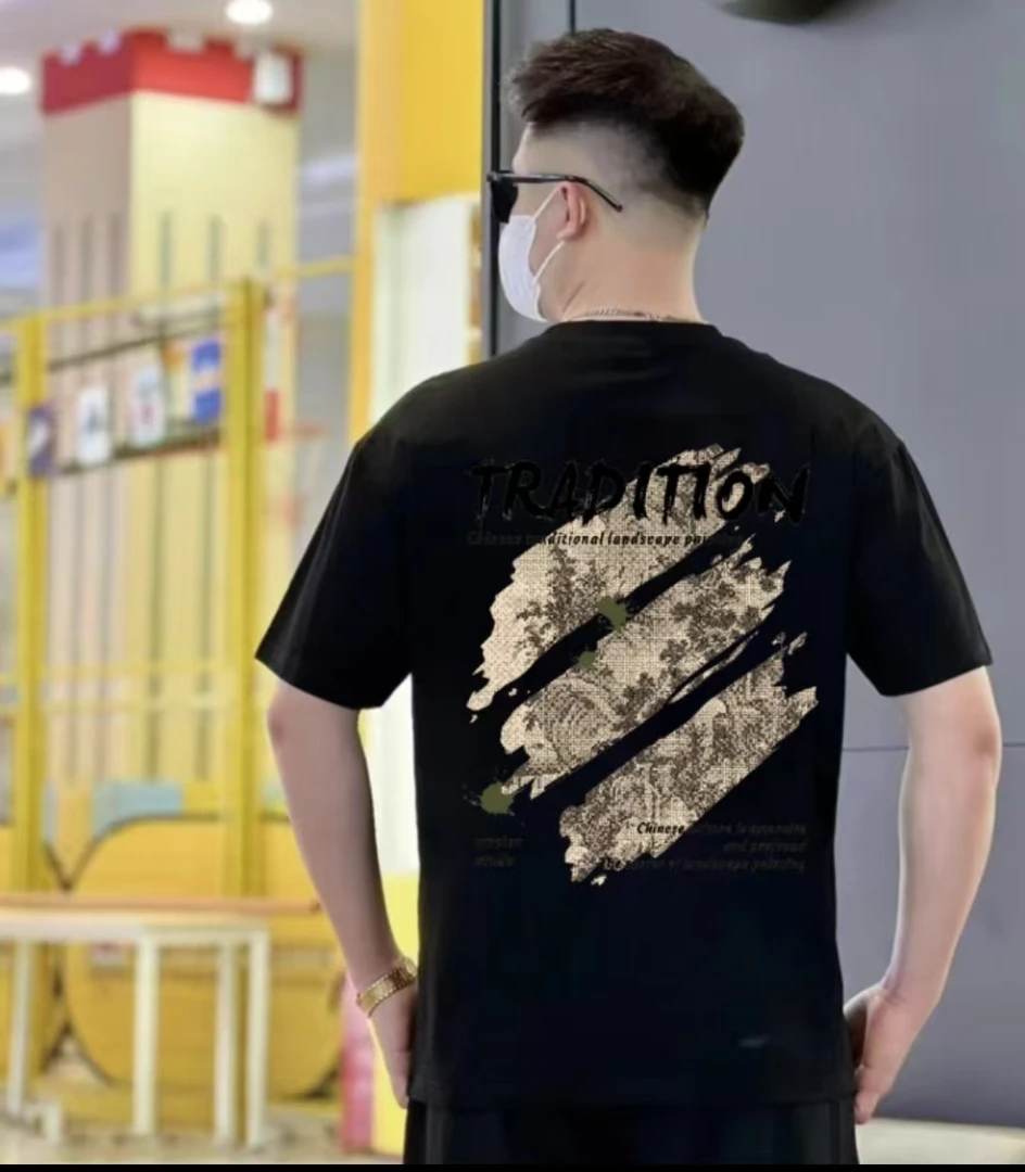 【丝网印】潮流双纱纯棉冰感男女同款潮T恤时尚