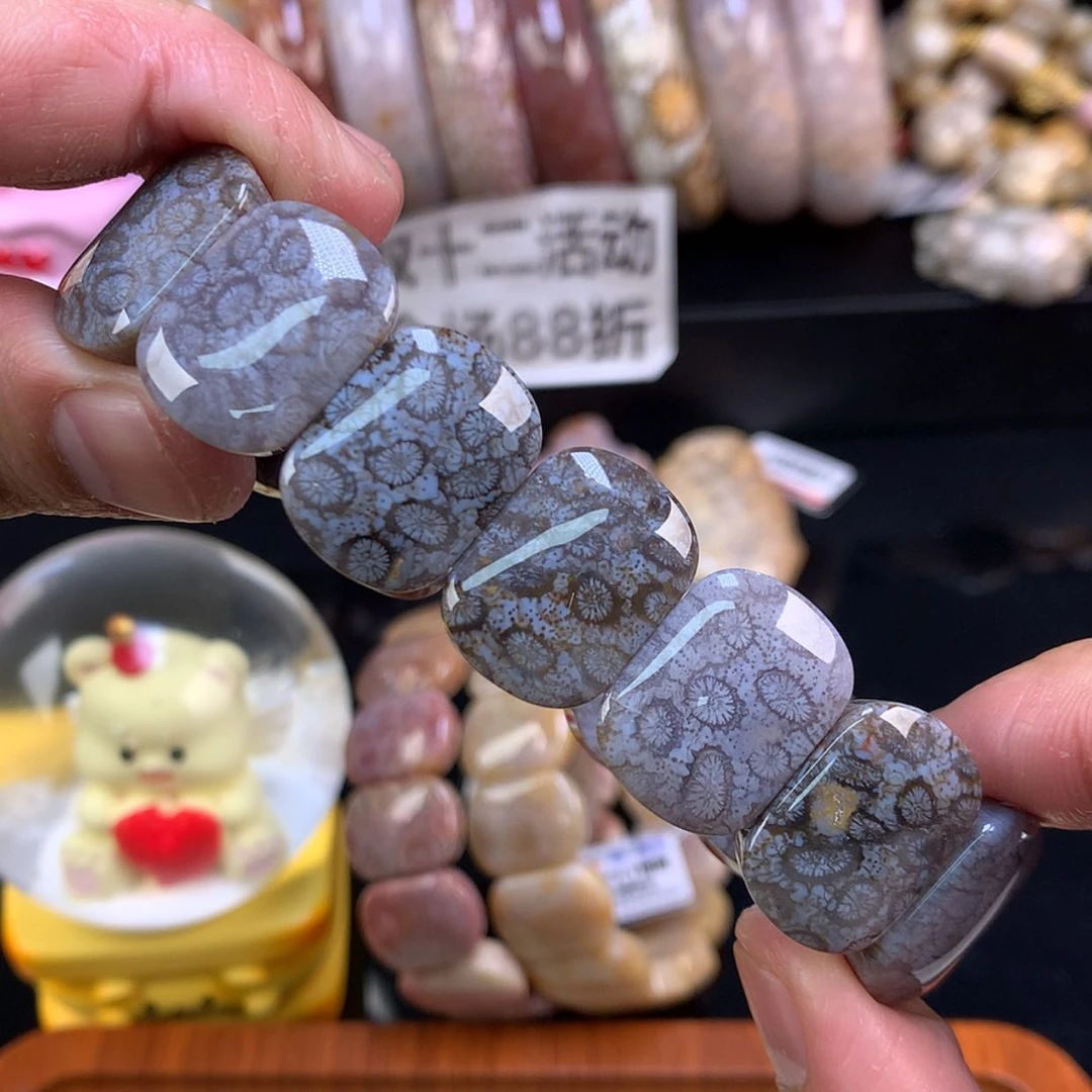 【闪购商品】颈饰未镶嵌硅化珊瑚（珊瑚玉）106号黑蓝全同料