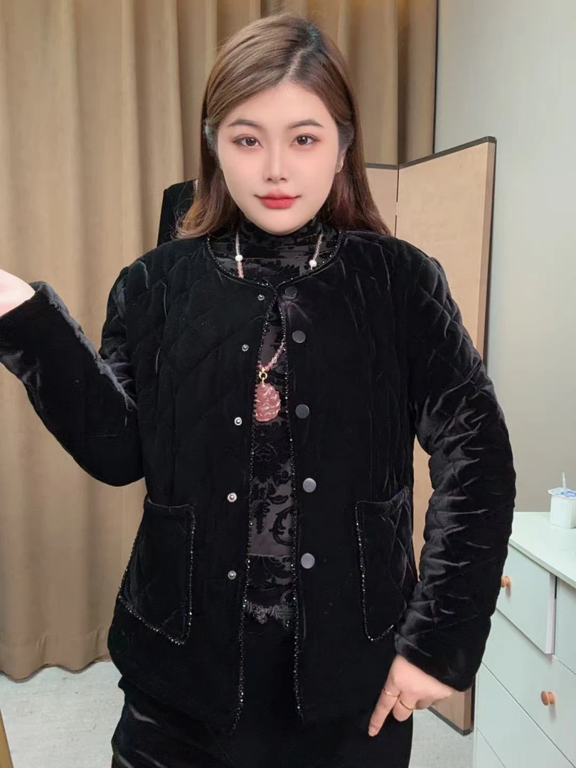 6805设计师原创定制高端品质时尚休闲新中式国风丝绒外搭秋冬纯色