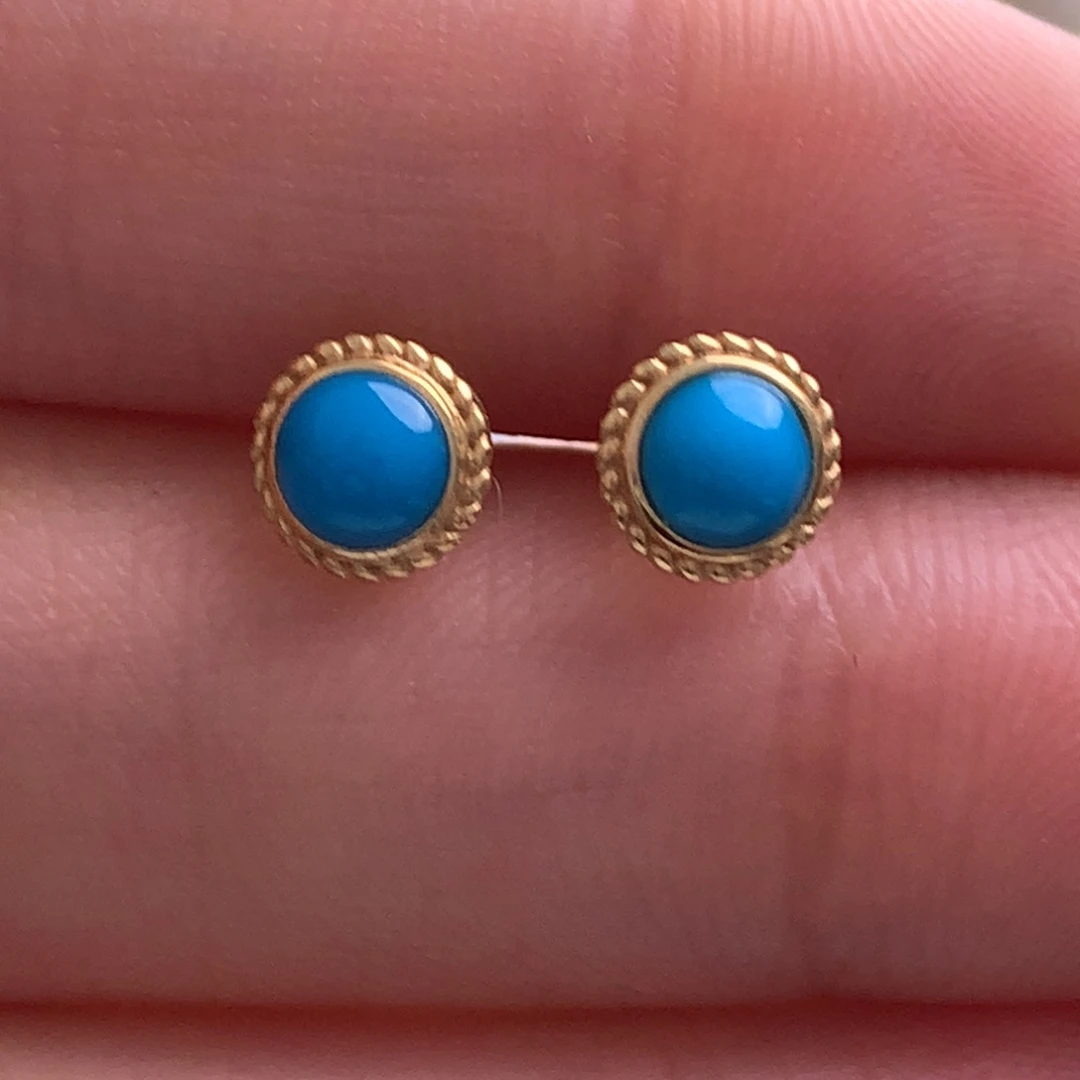 未镶嵌绿松石耳钉杰*