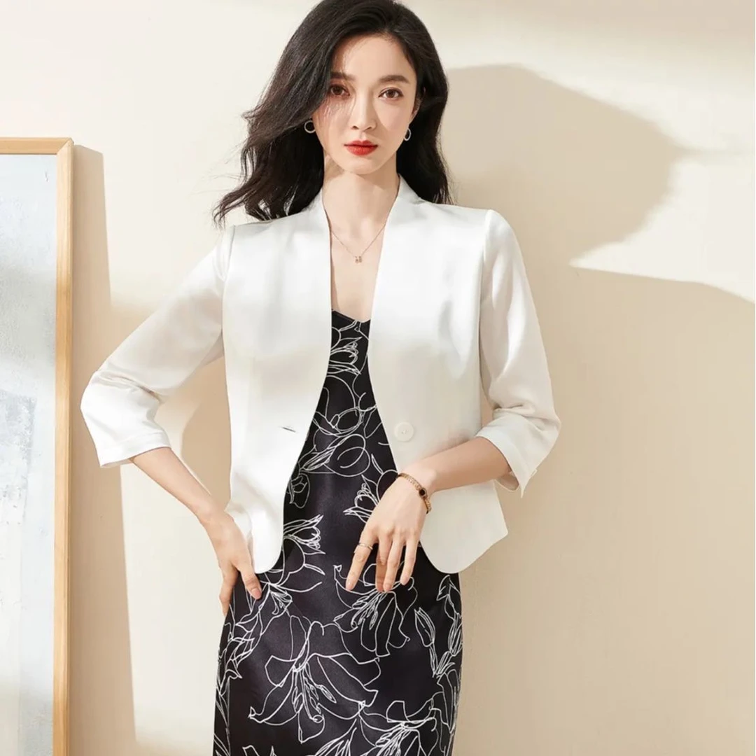 夏季高级感气质西装外套女2025新款小个子修身显瘦小西服8007
