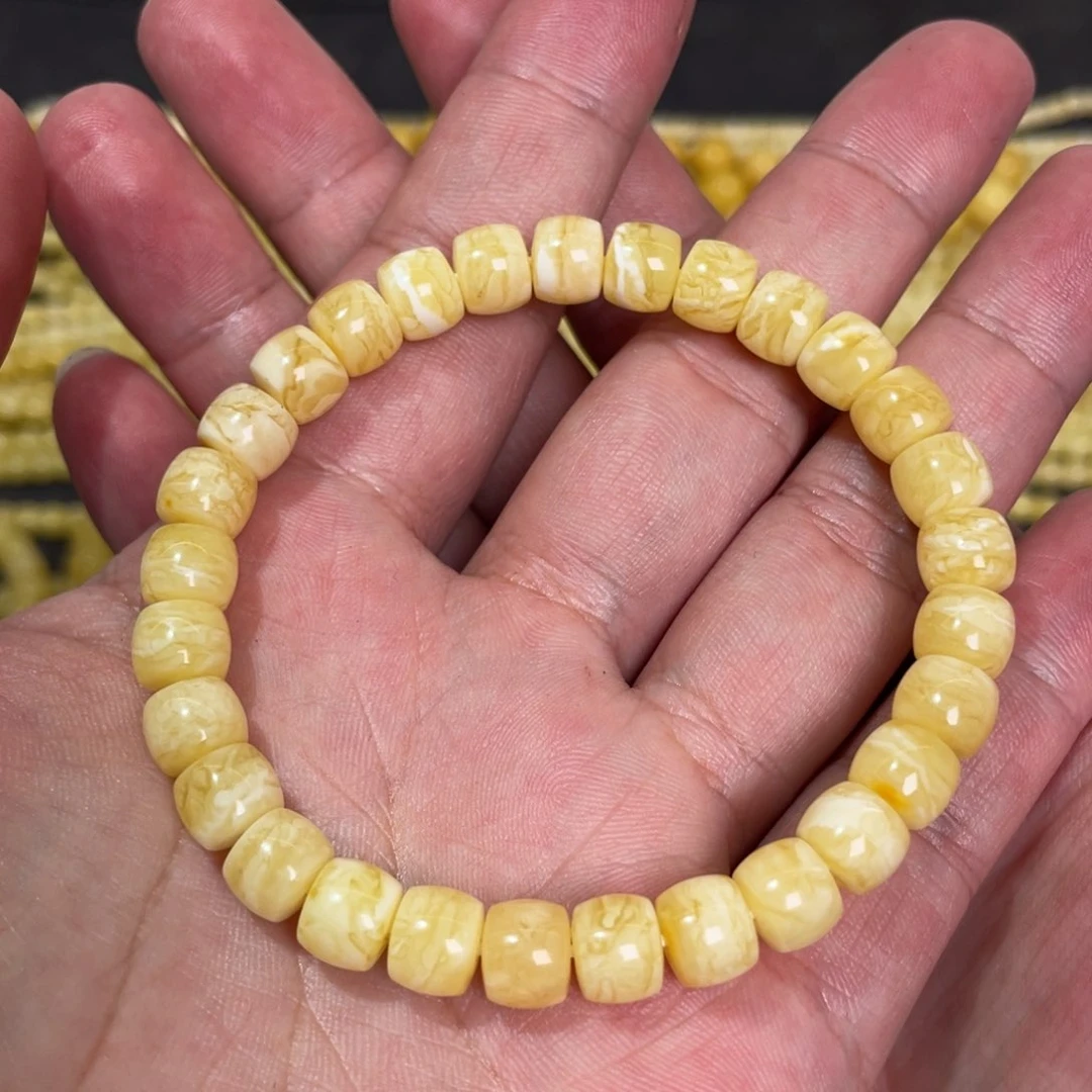 未镶嵌蜜蜡裸石虎皮纹蜜蜡手串8mm