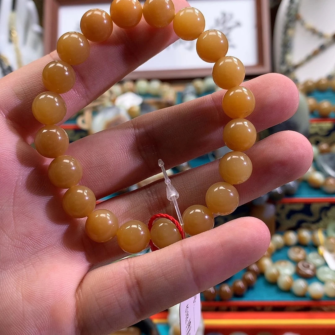 枫***！和田玉（糖玉）未镶嵌手链