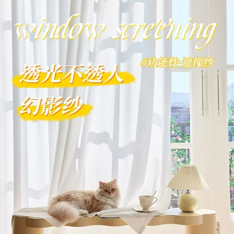 白色幻影纱帘透光不透人窗帘窗纱客厅2025卧室飘窗阳台新款家用级