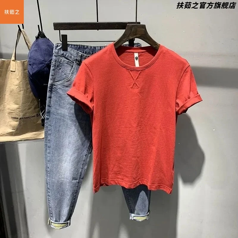 夏季新款透气男士韩版修身圆领纯色百搭短袖恤衫时尚打底衫