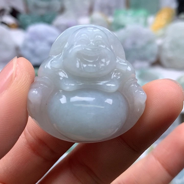 翡翠未镶嵌颈饰笑佛卡厚10+