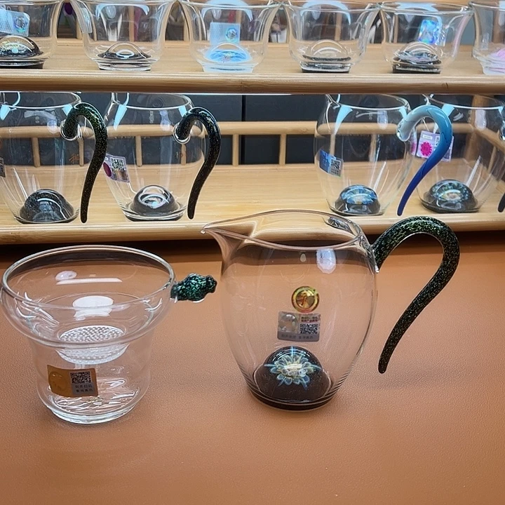 水***钻手柄款高硼硅玻璃公杯+茶漏
