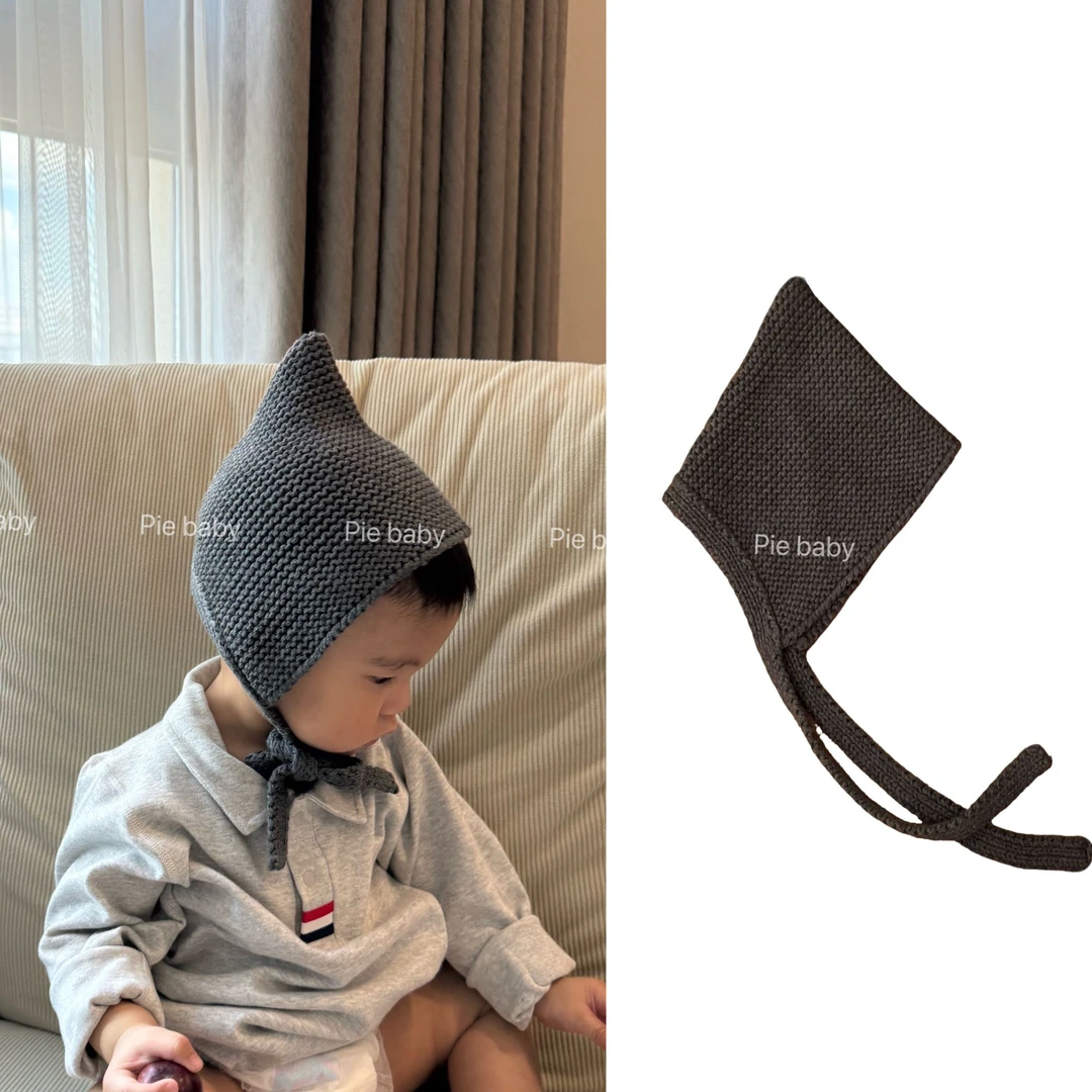 Pie baby-婴儿针织帽子秋冬纯棉宝宝北欧风尖尖帽洋气护耳精灵帽
