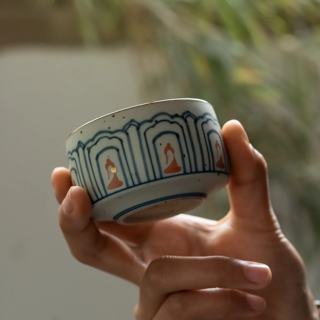 南青 高温全手工手绘 花开见佛禅定杯